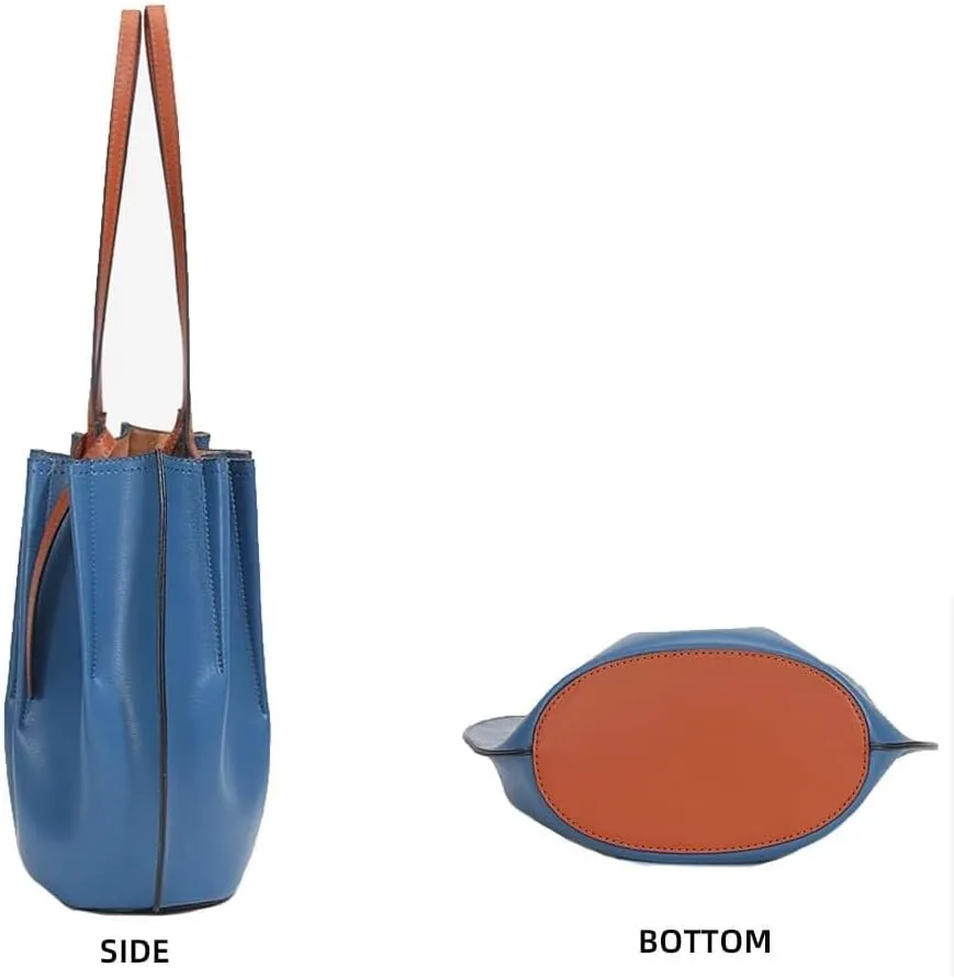 Top Handle Handbag with Inner Pocket Shoulder Purse Wallet for Travel Women’s Tote Genuine Leather Bucket Retro