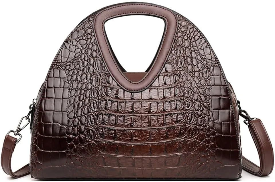 Top-handle Purse for Women Crocodile Print PU Leather Shoulder Handbag Waterproof Crossbody Bag with Adjustable Strap