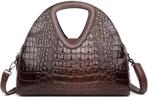Top-handle Purse for Women Crocodile Print PU Leather Shoulder Handbag Waterproof Crossbody Bag with Adjustable Strap