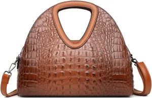 Top-handle Purse for Women Crocodile Print PU Leather Shoulder Handbag Waterproof Crossbody Bag