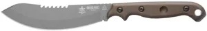 Tops Knives Brush Wolf Full Tang Fixed Blade- Tungsten Cerakote Blade Finish- Brown Leather Sheath w/Dangler (Green Canvas Micarta Handle)