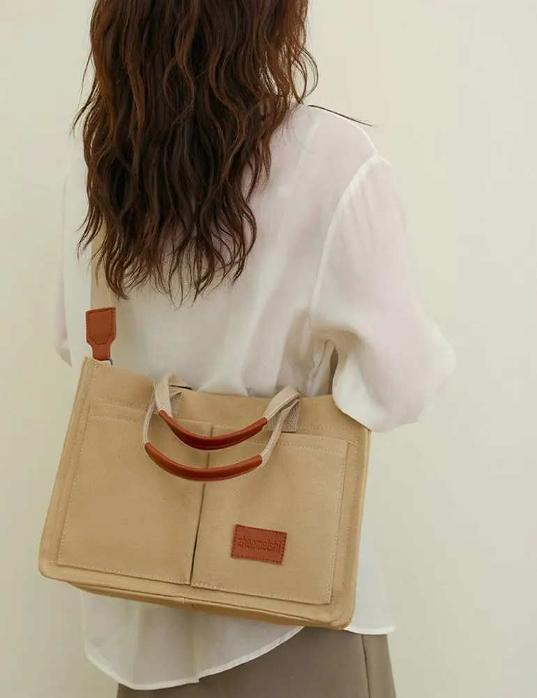 Tote Bag for Women Fashion Corduroy Handbags Casual Hobo Messenger Bag Canvas Shoulder Bag with Multi-pocket