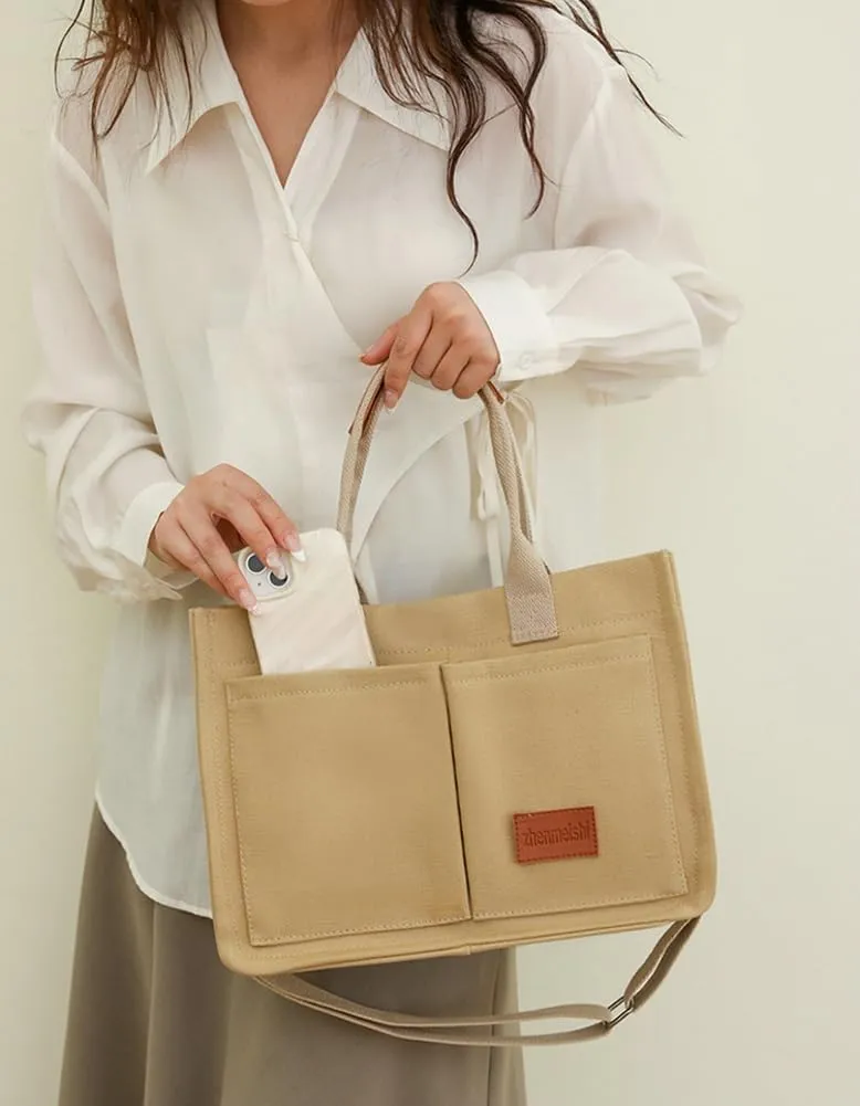 Tote Bag for Women Fashion Corduroy Handbags Casual Hobo Messenger Bag Canvas Shoulder Bag with Multi-pocket