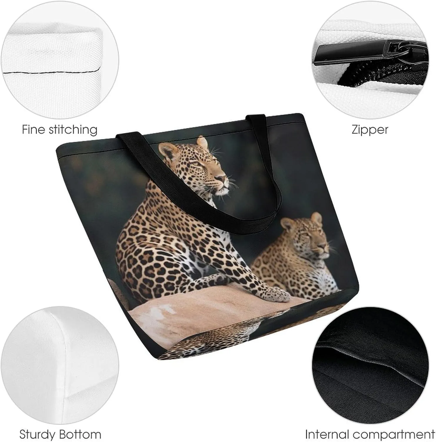 Tote Bag for Women Grocery Bag African Leopard on Rock Foldable Shopping Bags Reusable Large Tote Bag