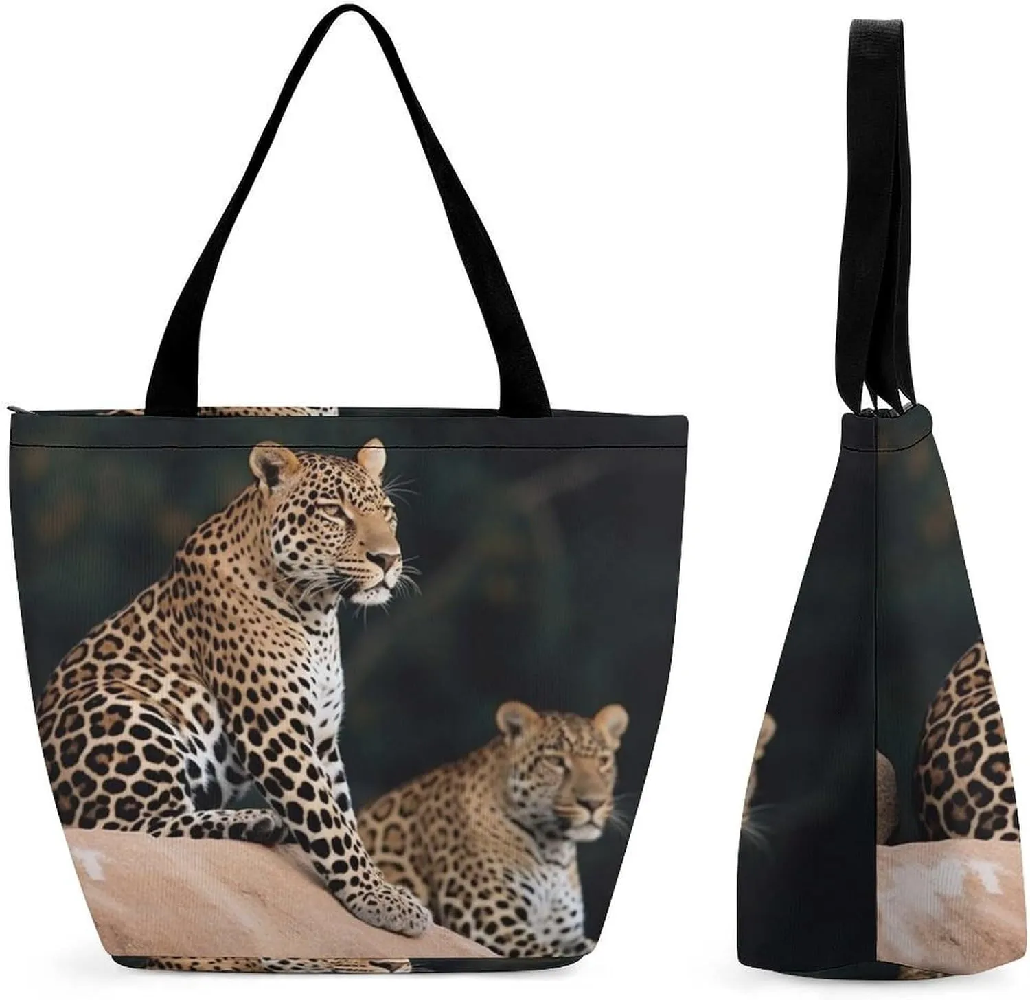 Tote Bag for Women Grocery Bag African Leopard on Rock Foldable Shopping Bags Reusable Large Tote Bag