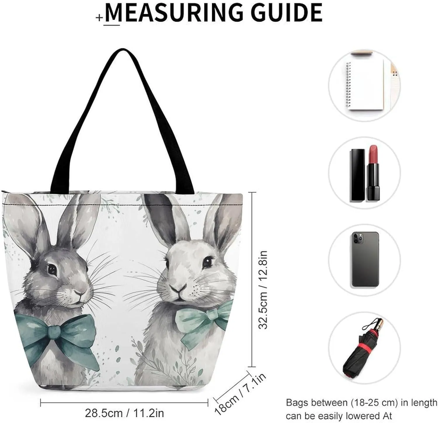 Tote Bag for Women Grocery Bag Rabbit Holding Heart Foldable Shopping Bags Reusable Large Tote Bag