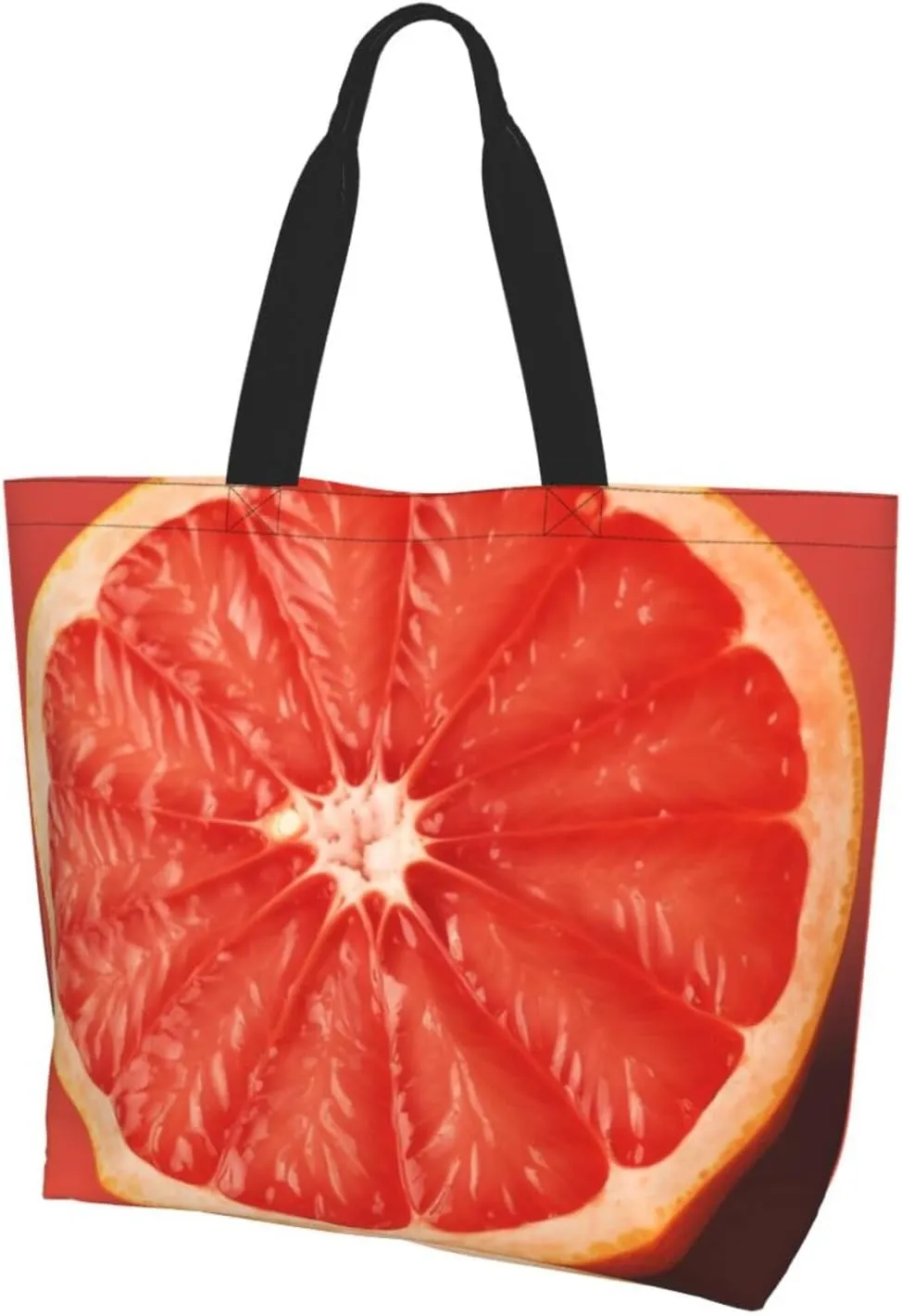 Tote Bag for Women Grocery Bag Reusable Aesthetic Shopping Bags Pink ripe Grapefruit Slice Beach Handbag