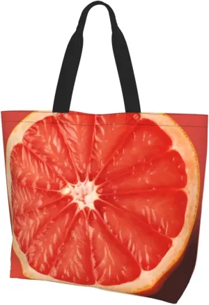 Tote Bag for Women Grocery Bag Reusable Aesthetic Shopping Bags Pink ripe Grapefruit Slice Beach Handbag