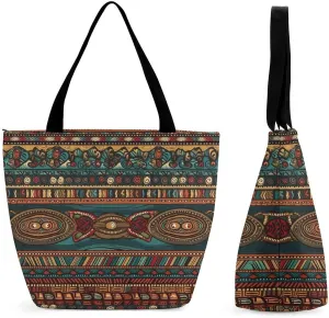 Tote Bag for Women Grocery Bag Special Ethnic Patterns Foldable Shopping Bags Reusable Large Tote Bag