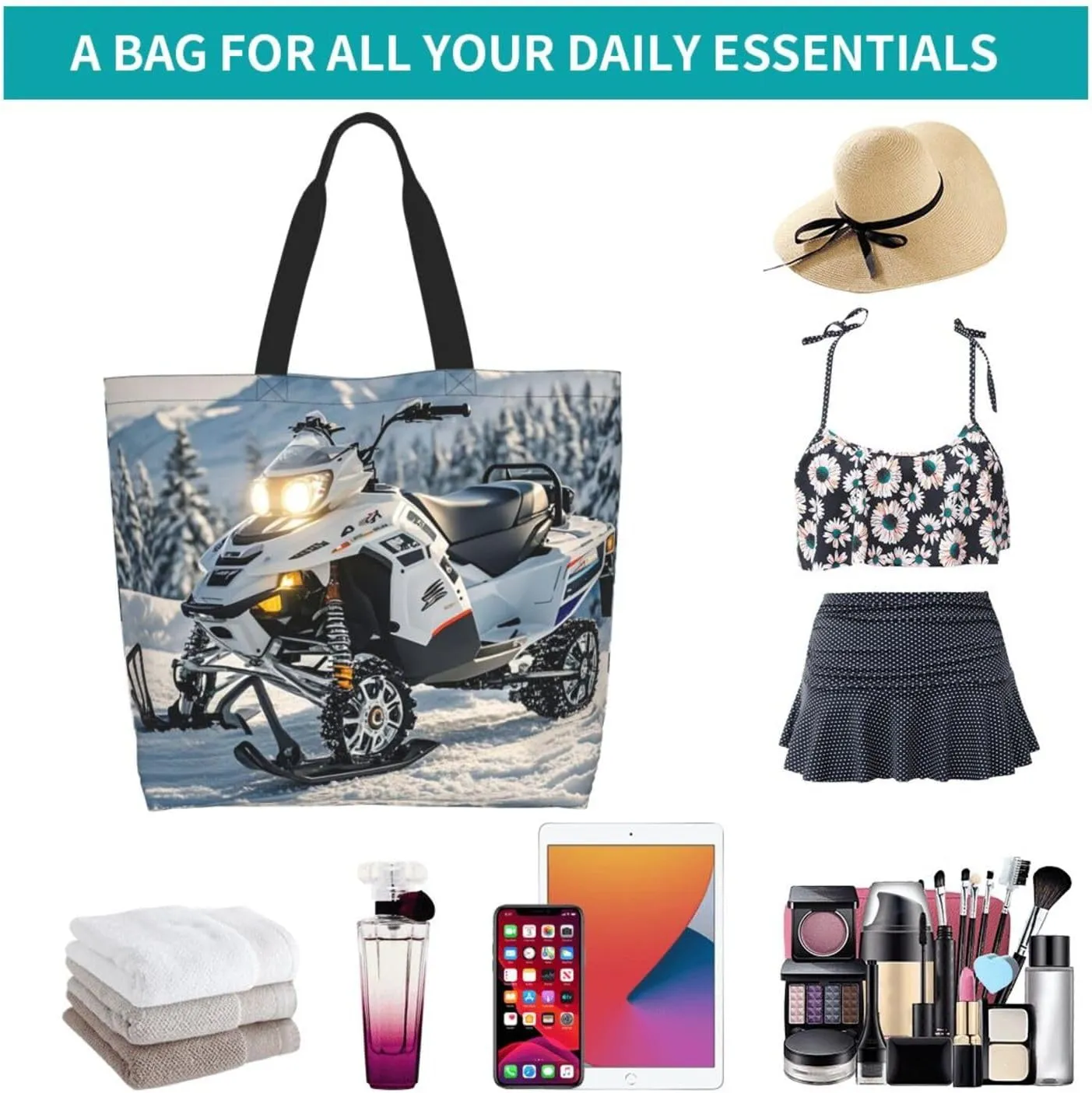 Tote Bag for Women Sunflower Field Sunset Grocery Bag Foldable Shopping Bags Reusable Large Tote Bag