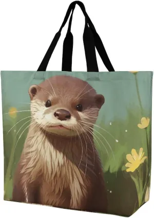 Tote Bag Grocery Bag for Women Shopping Bag Cute Otter Handbags Beach Bag Shoulder Bag for Shopping