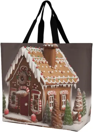 Tote Bag Grocery Bag for Women Shopping Bag Gingerbread House Handbags Beach Bag Shoulder Bag for Shopping