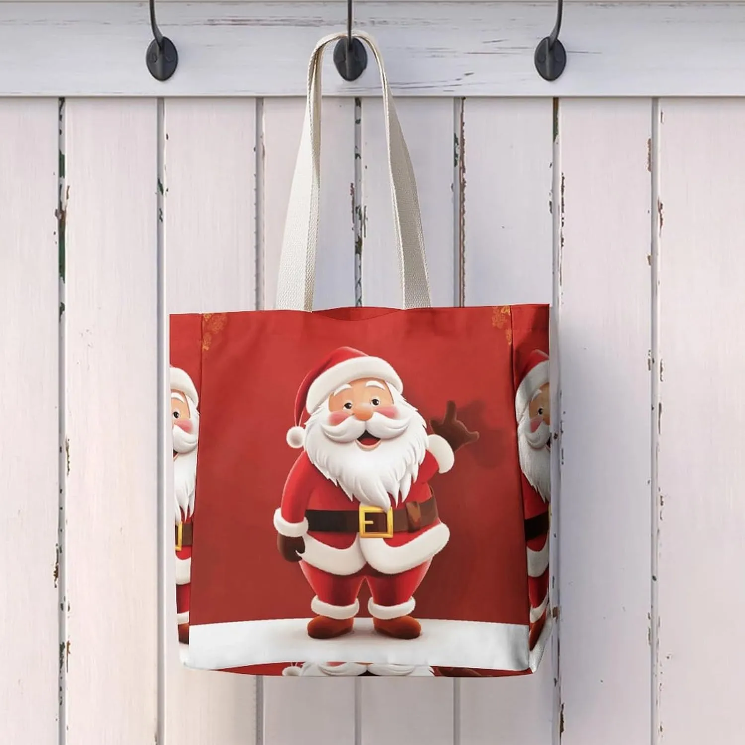 Tote Bag Laptop Handbag Cartoon Santa Claus Grocery Bag Canvas Shoulder Bag Crossbody Bag for Travel