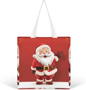 Tote Bag Laptop Handbag Cartoon Santa Claus Grocery Bag Canvas Shoulder Bag Crossbody Bag for Travel