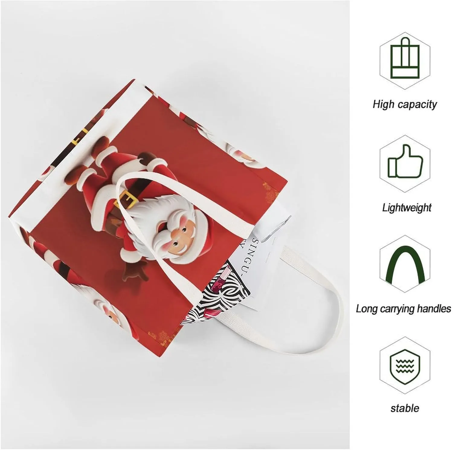 Tote Bag Laptop Handbag Cartoon Santa Claus Grocery Bag Canvas Shoulder Bag Crossbody Bag for Travel