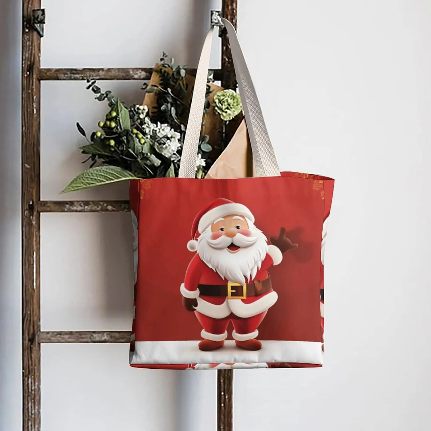 Tote Bag Laptop Handbag Cartoon Santa Claus Grocery Bag Canvas Shoulder Bag Crossbody Bag for Travel