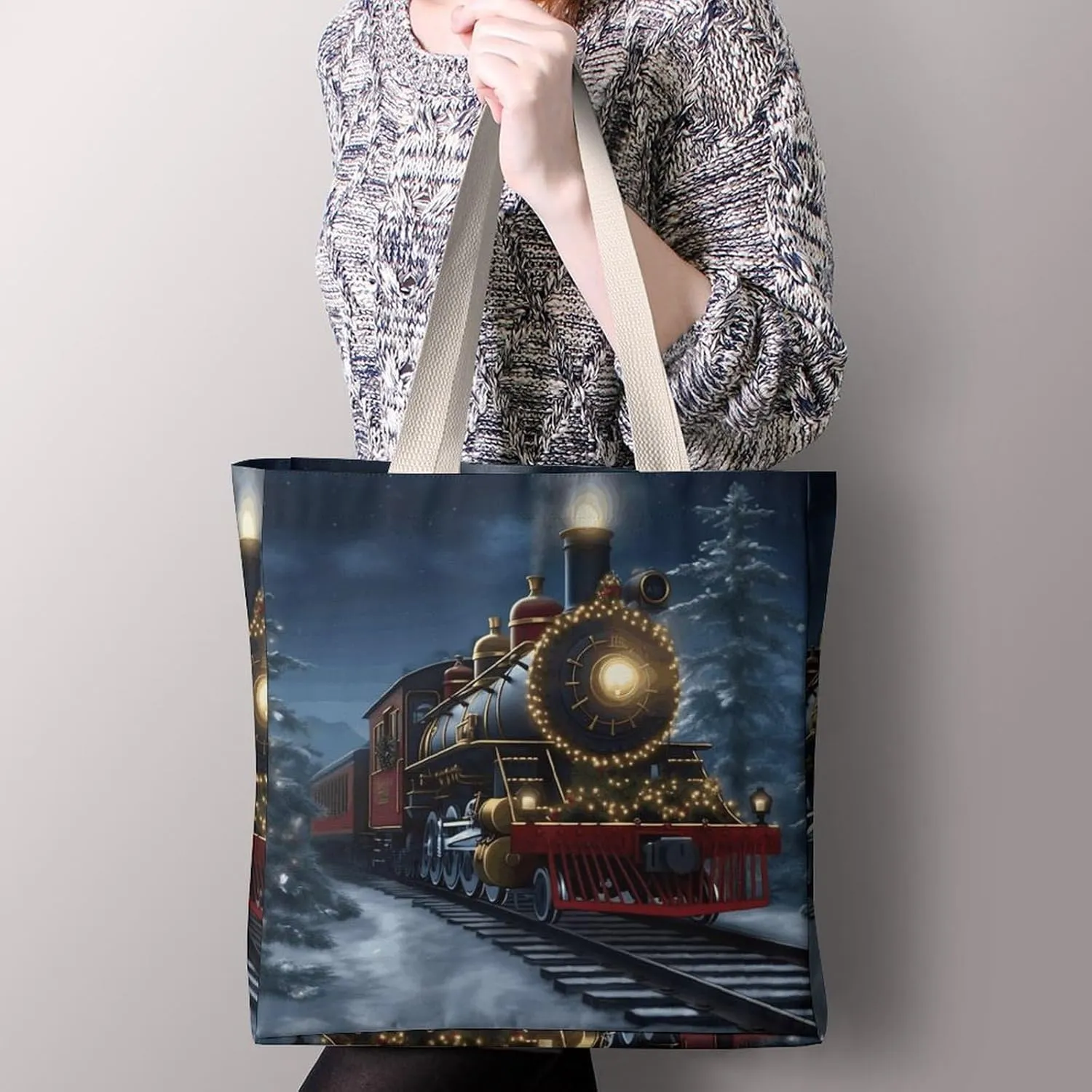 Tote Bag Laptop Handbag Christmas Santa Claus Grocery Bag Canvas Shoulder Bag Crossbody Bag for Travel