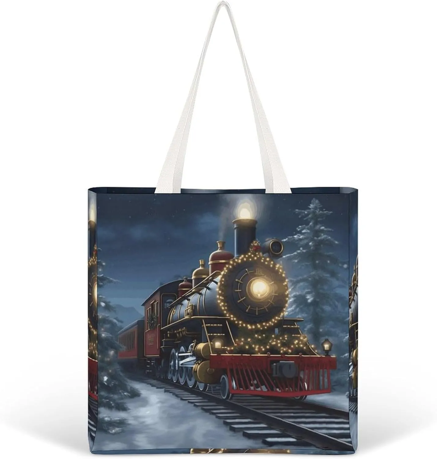 Tote Bag Laptop Handbag Christmas Santa Claus Grocery Bag Canvas Shoulder Bag Crossbody Bag for Travel