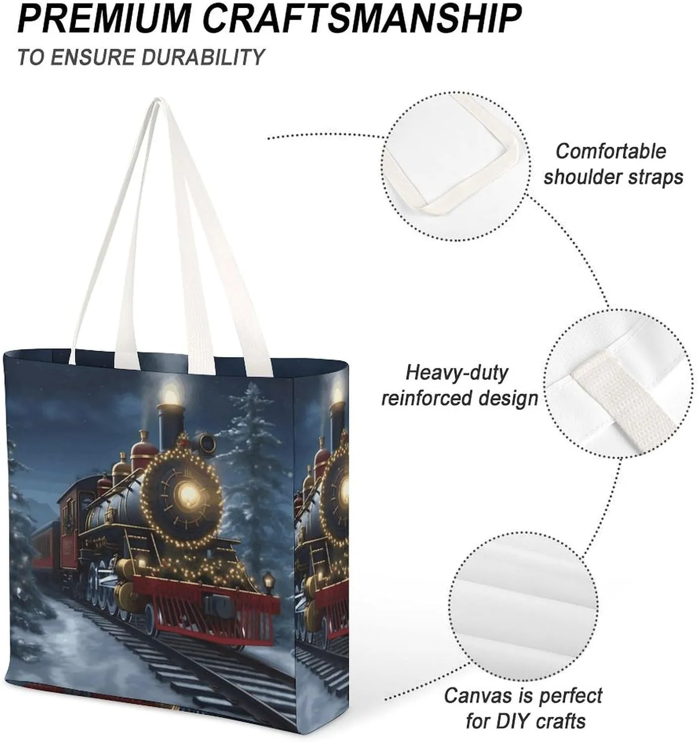 Tote Bag Laptop Handbag Christmas Santa Claus Grocery Bag Canvas Shoulder Bag Crossbody Bag for Travel