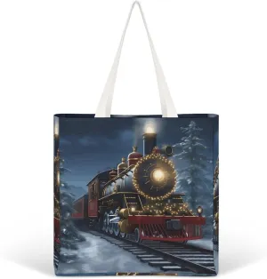 Tote Bag Laptop Handbag Christmas Santa Claus Grocery Bag Canvas Shoulder Bag Crossbody Bag for Travel