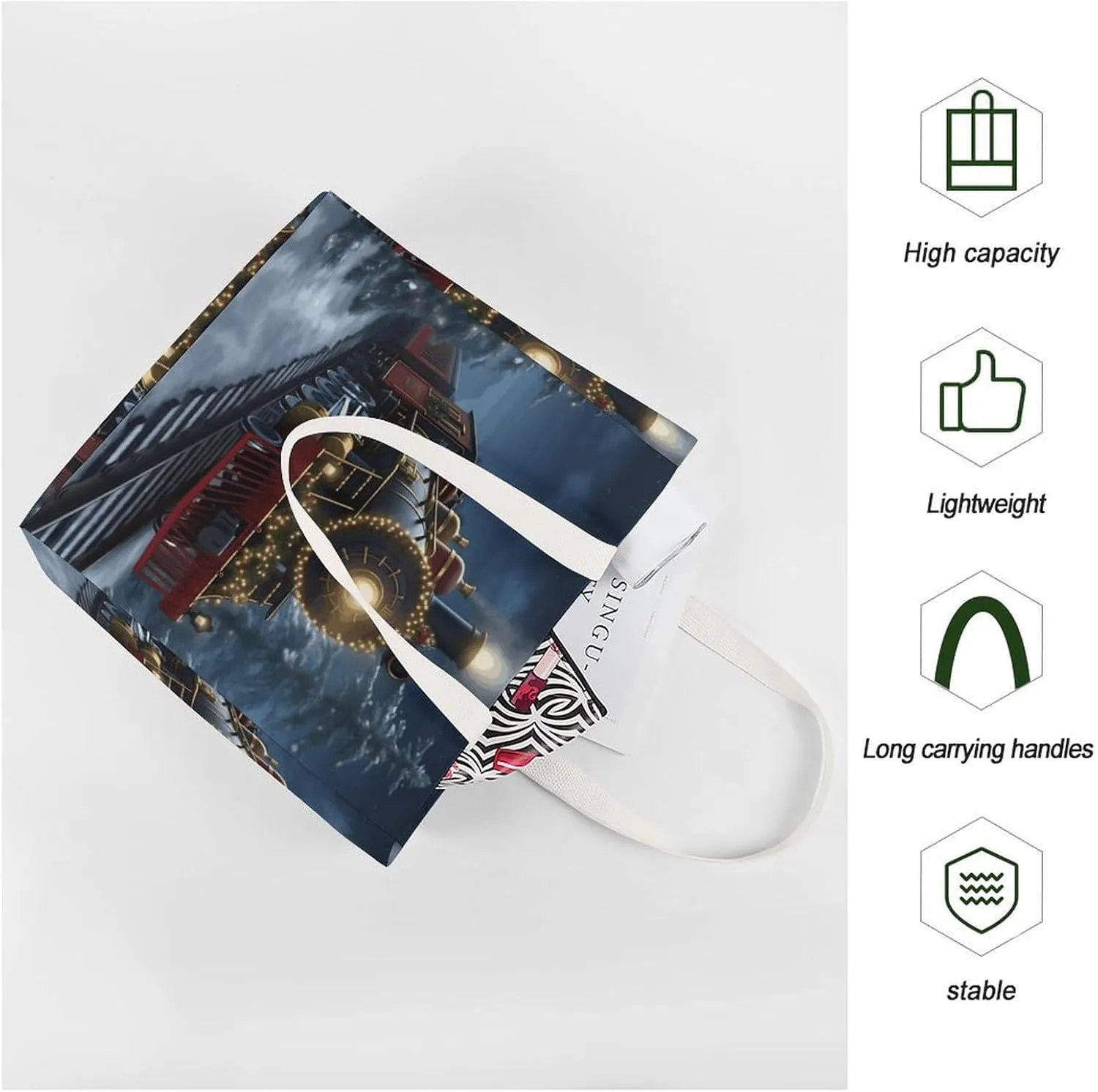 Tote Bag Laptop Handbag Christmas Santa Claus Grocery Bag Canvas Shoulder Bag Crossbody Bag for Travel