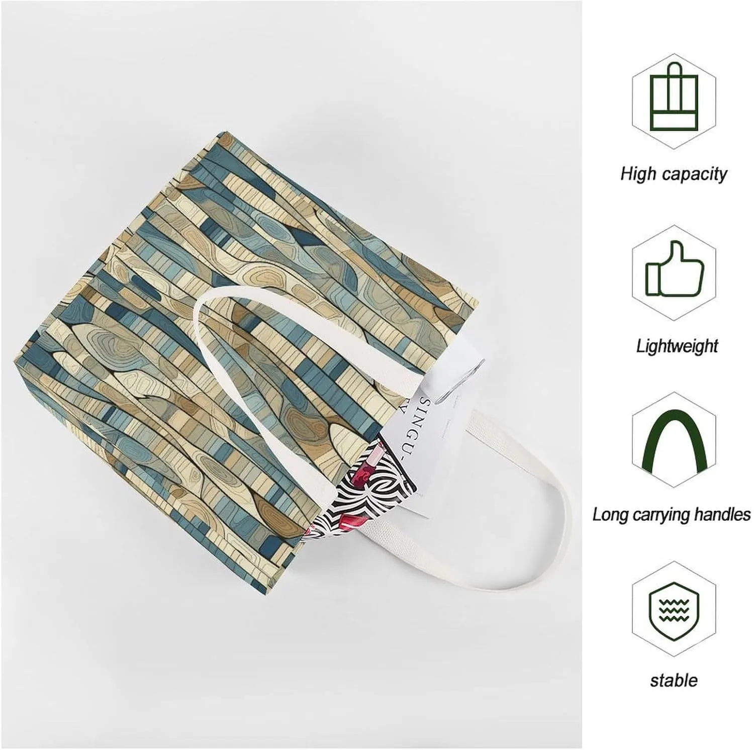 Tote Bag Laptop Handbag Classical Pattern Flowers Grocery Bag Canvas Shoulder Bag Crossbody Bag for Travel