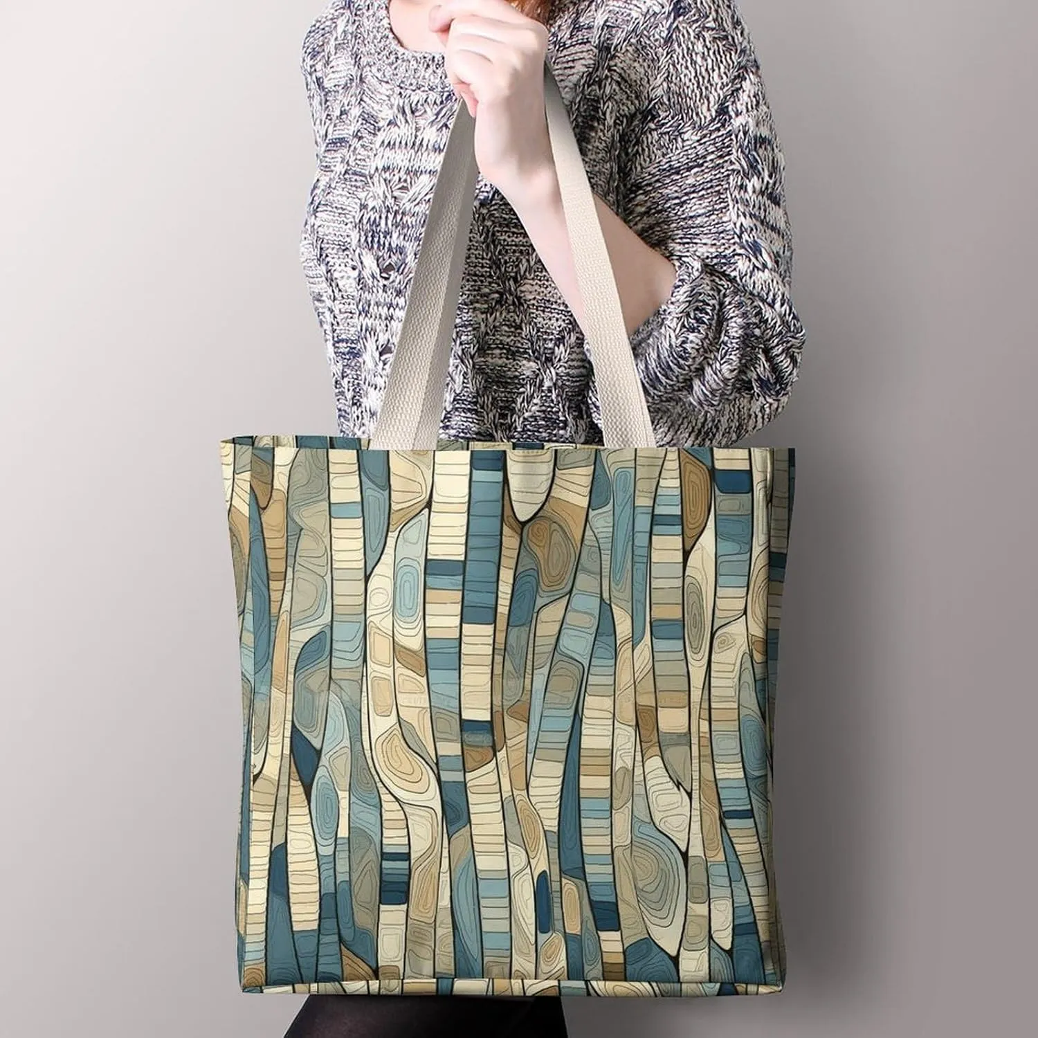 Tote Bag Laptop Handbag Classical Pattern Flowers Grocery Bag Canvas Shoulder Bag Crossbody Bag for Travel