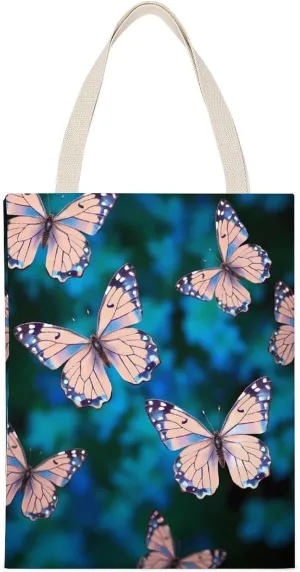Tote Bag Laptop Handbag Cute Butterflies Grocery Bag Canvas Shoulder Bag Crossbody Bag for Travel