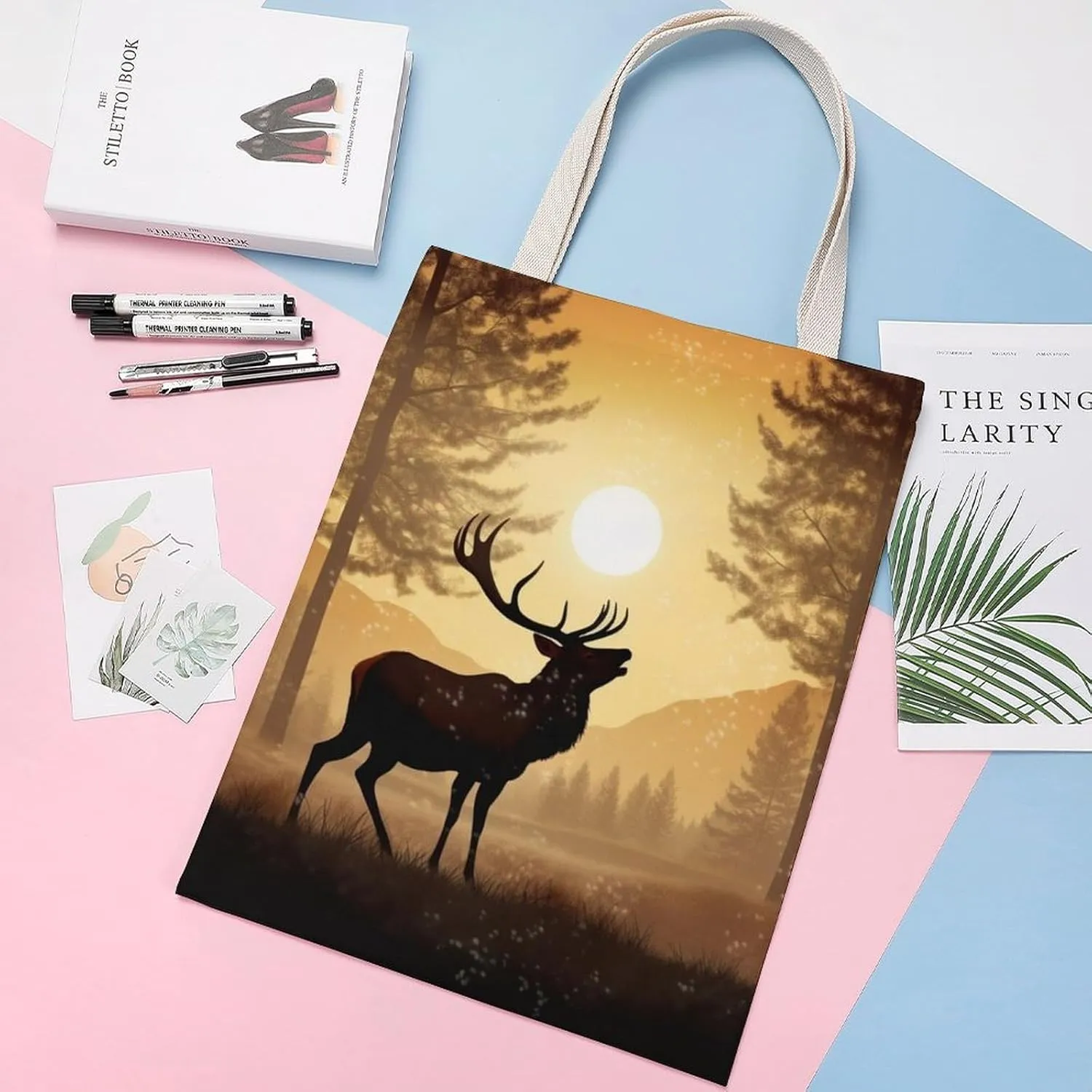 Tote Bag Laptop Handbag Flamingo Palm Trees Leaf Grocery Bag Canvas Shoulder Bag Crossbody Bag for Travel