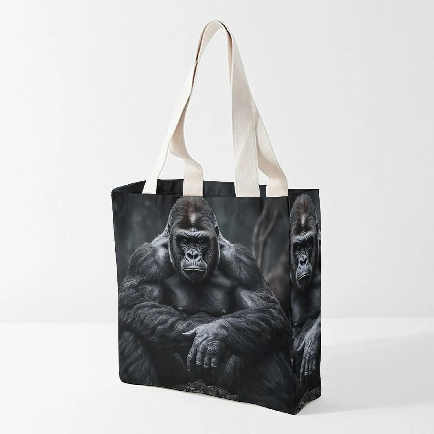 Tote Bag Laptop Handbag Gorilla on The Ground Grocery Bag Canvas Shoulder Bag Crossbody Bag for Travel