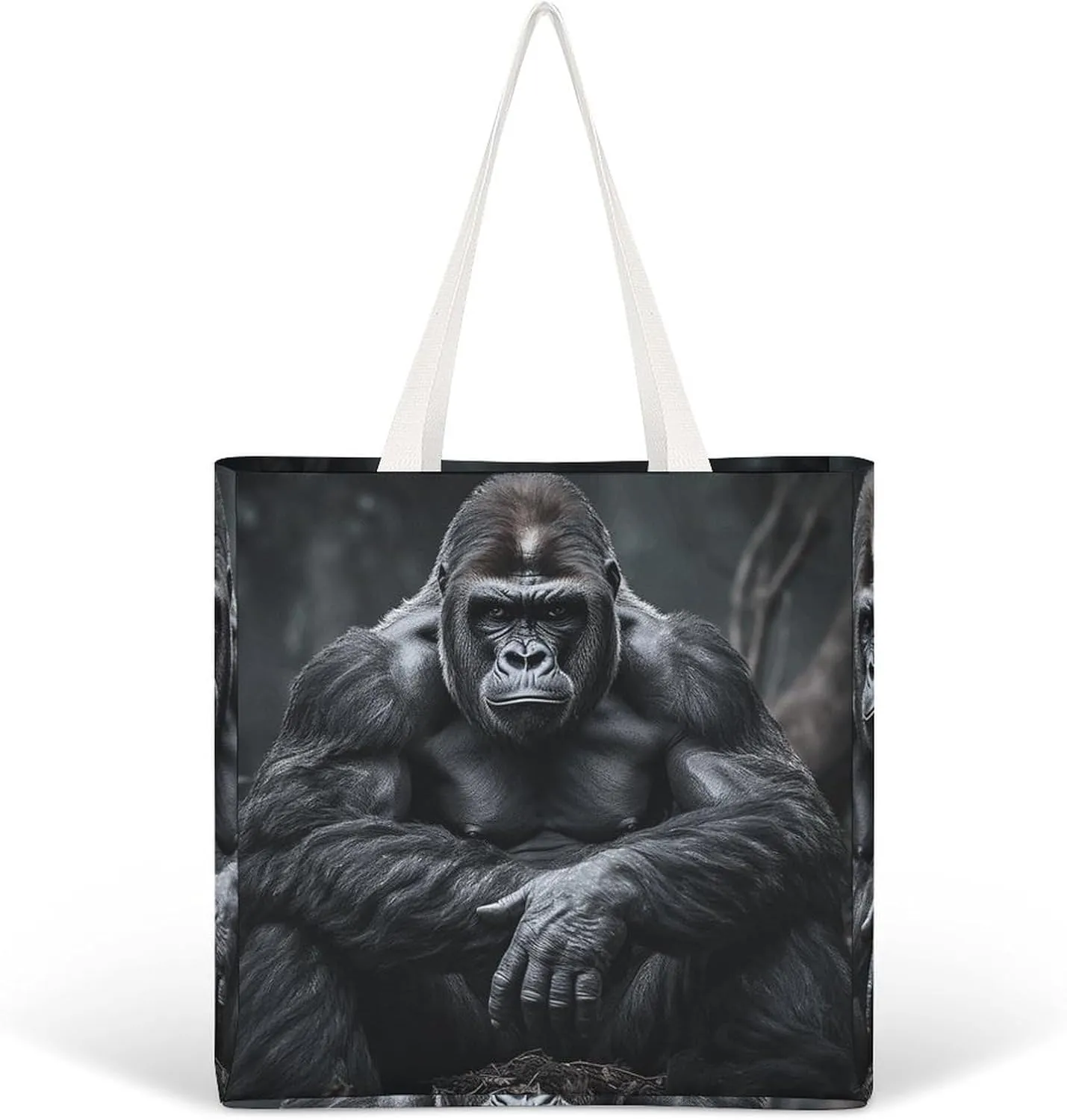 Tote Bag Laptop Handbag Gorilla on The Ground Grocery Bag Canvas Shoulder Bag Crossbody Bag for Travel