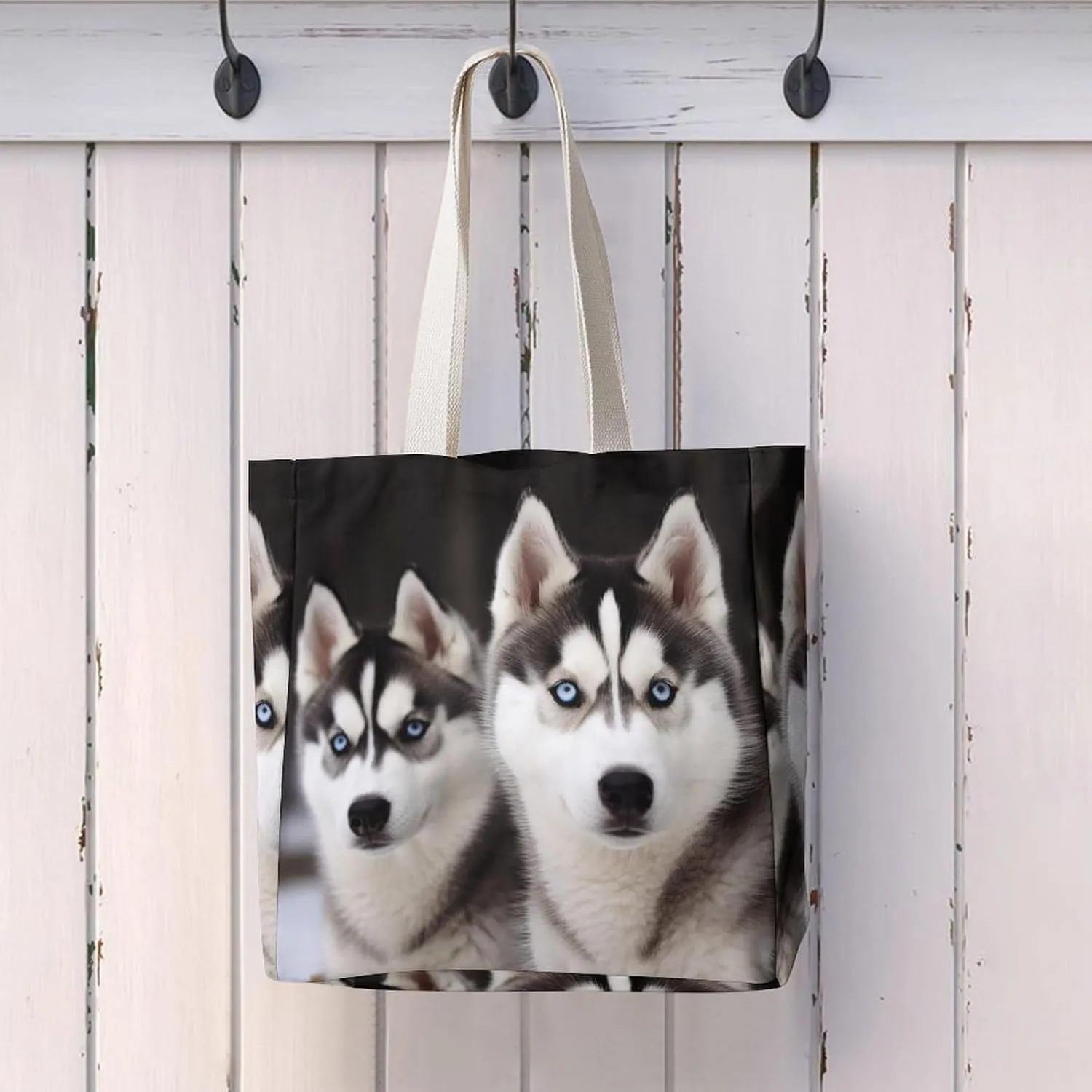 Tote Bag Laptop Handbag Gray Animals Grocery Bag Canvas Shoulder Bag Crossbody Bag for Travel