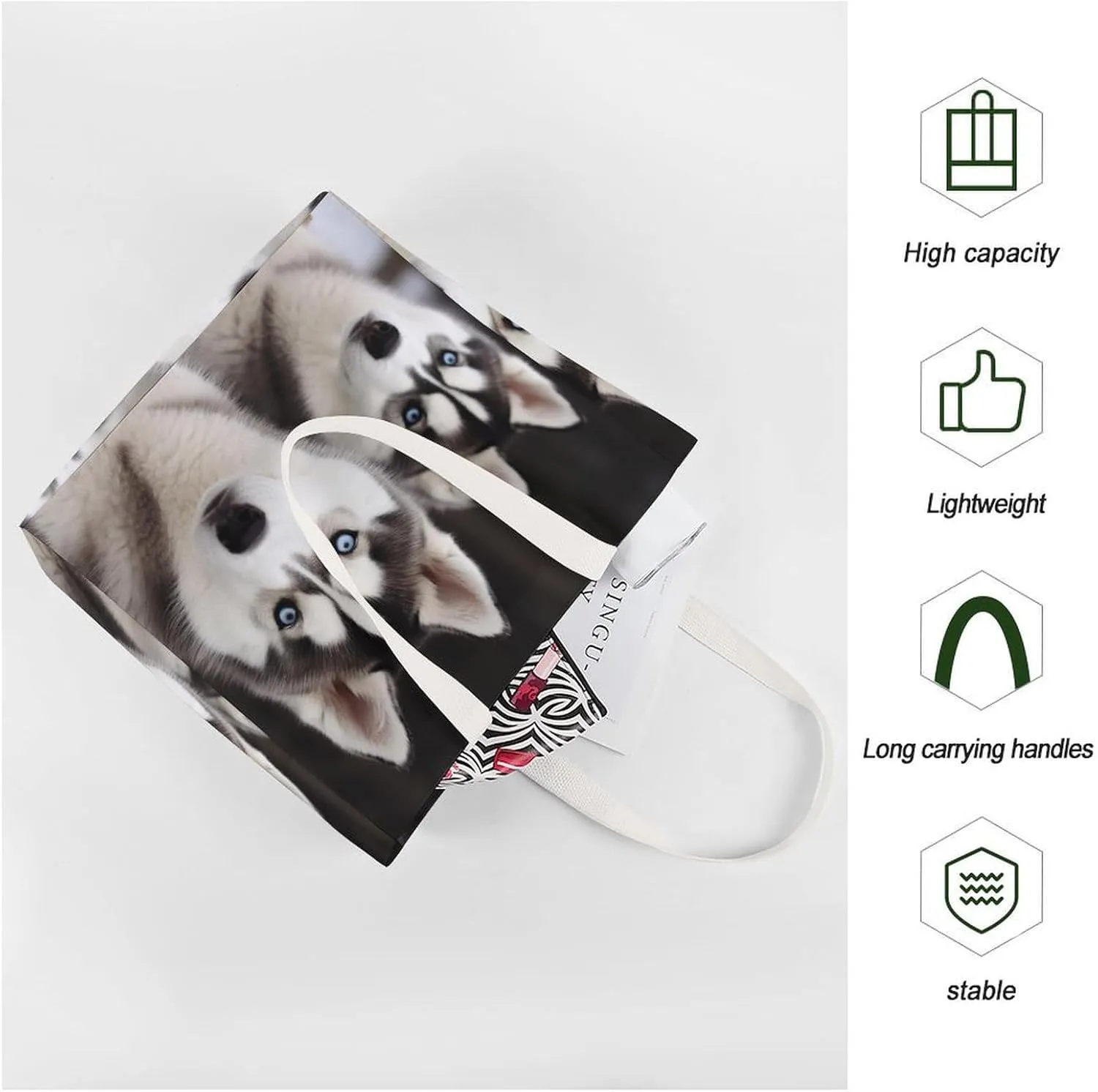 Tote Bag Laptop Handbag Gray Animals Grocery Bag Canvas Shoulder Bag Crossbody Bag for Travel