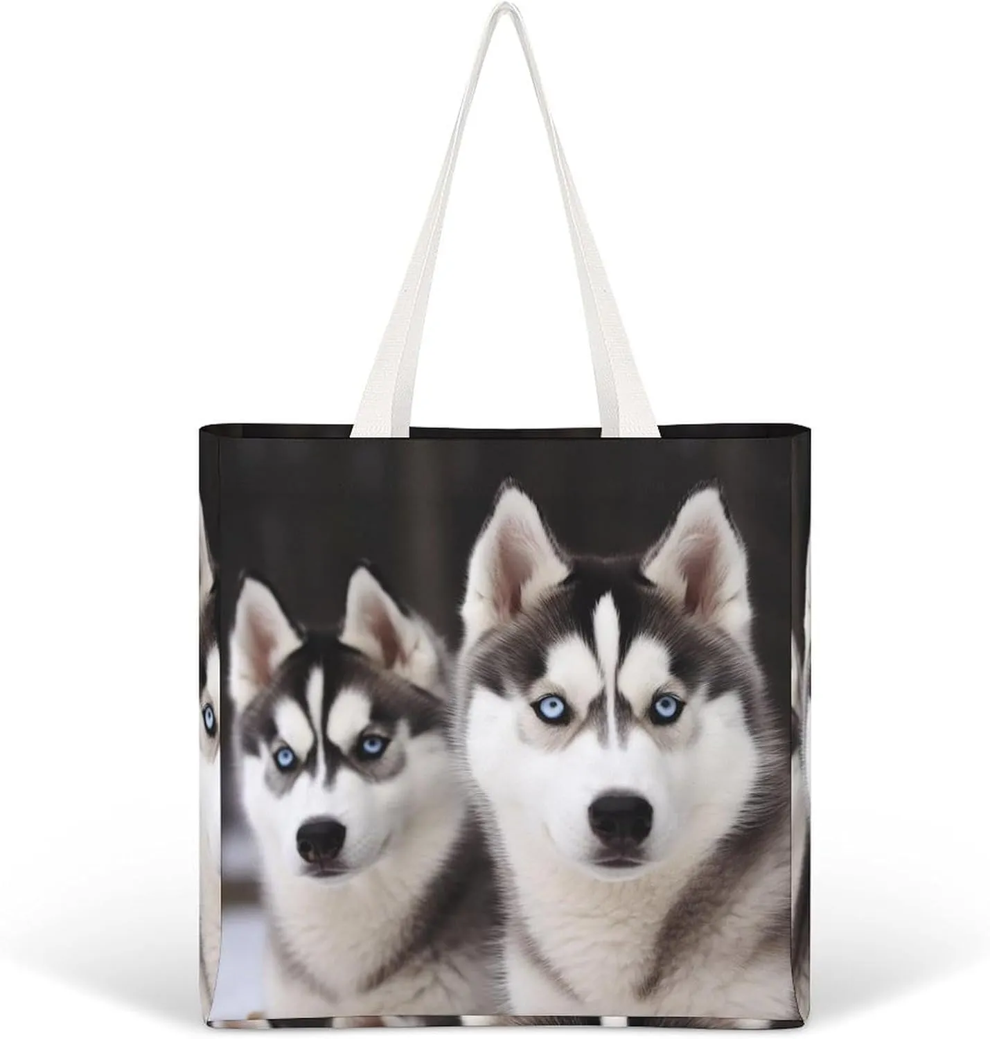 Tote Bag Laptop Handbag Gray Animals Grocery Bag Canvas Shoulder Bag Crossbody Bag for Travel