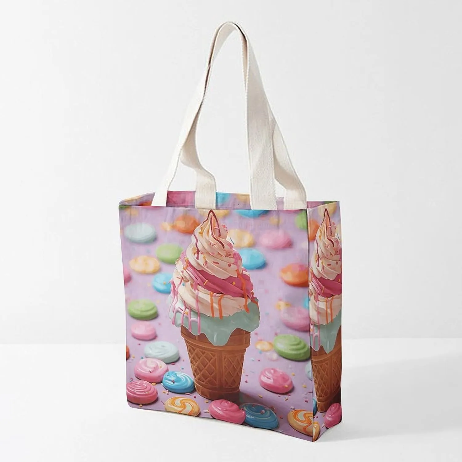 Tote Bag Laptop Handbag Meat Slices Pattern Grocery Bag Canvas Shoulder Bag Crossbody Bag for Travel