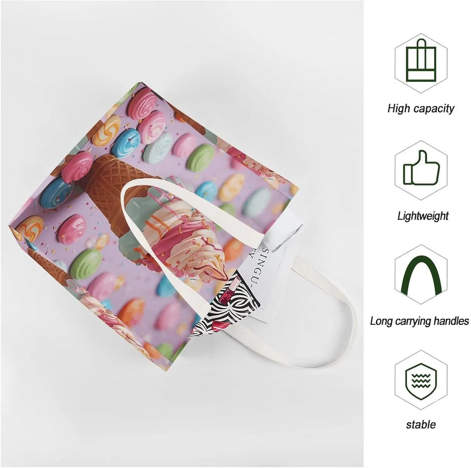 Tote Bag Laptop Handbag Meat Slices Pattern Grocery Bag Canvas Shoulder Bag Crossbody Bag for Travel