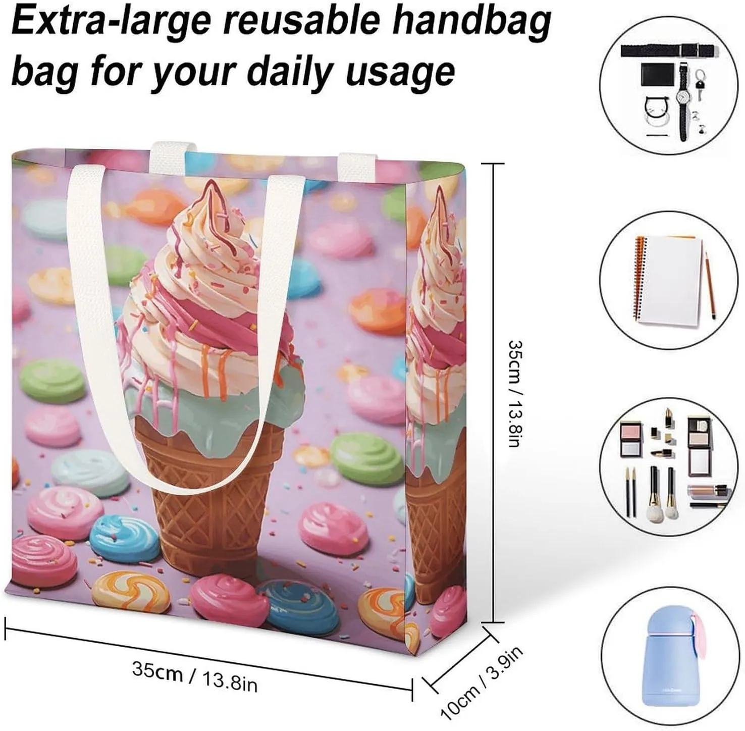Tote Bag Laptop Handbag Meat Slices Pattern Grocery Bag Canvas Shoulder Bag Crossbody Bag for Travel