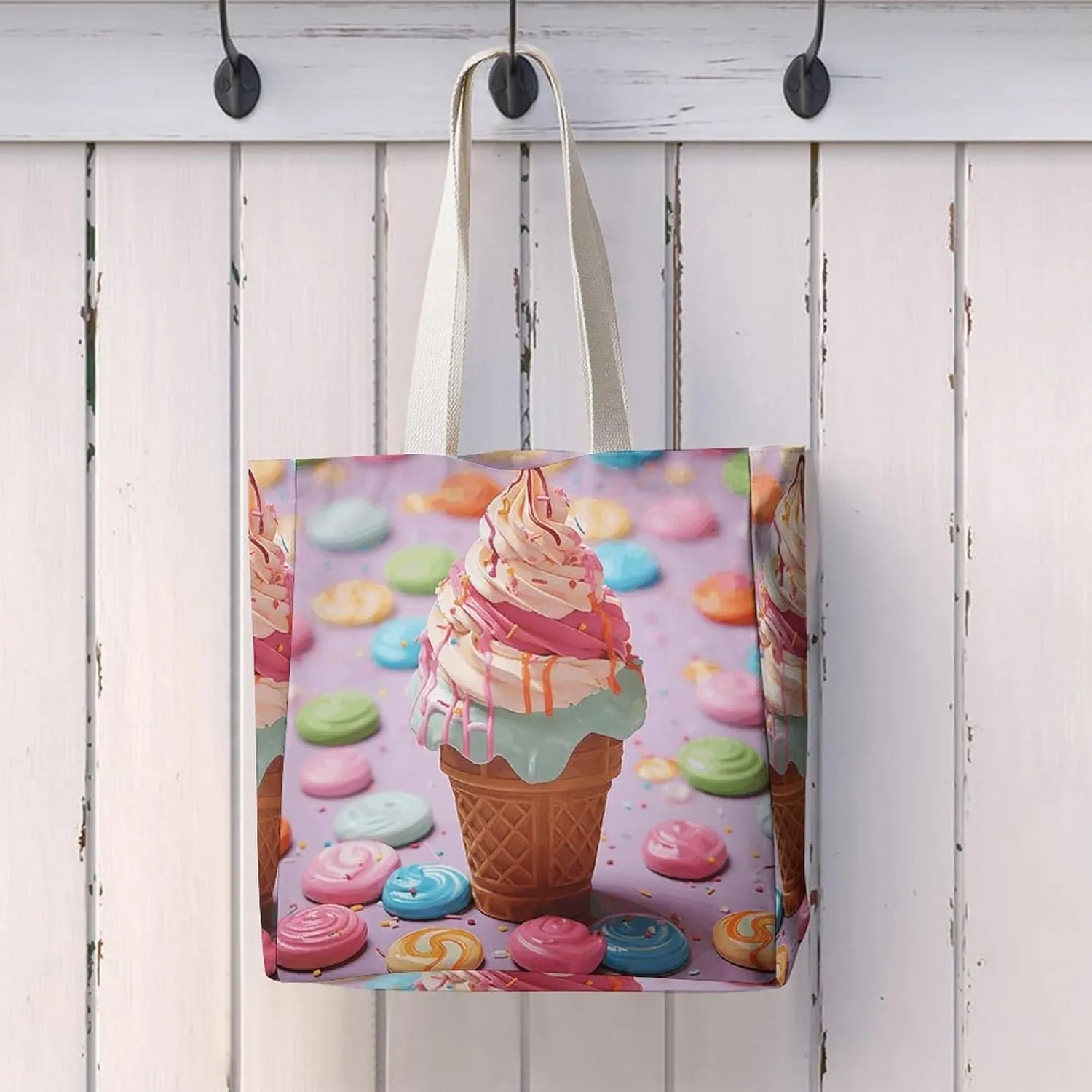 Tote Bag Laptop Handbag Meat Slices Pattern Grocery Bag Canvas Shoulder Bag Crossbody Bag for Travel