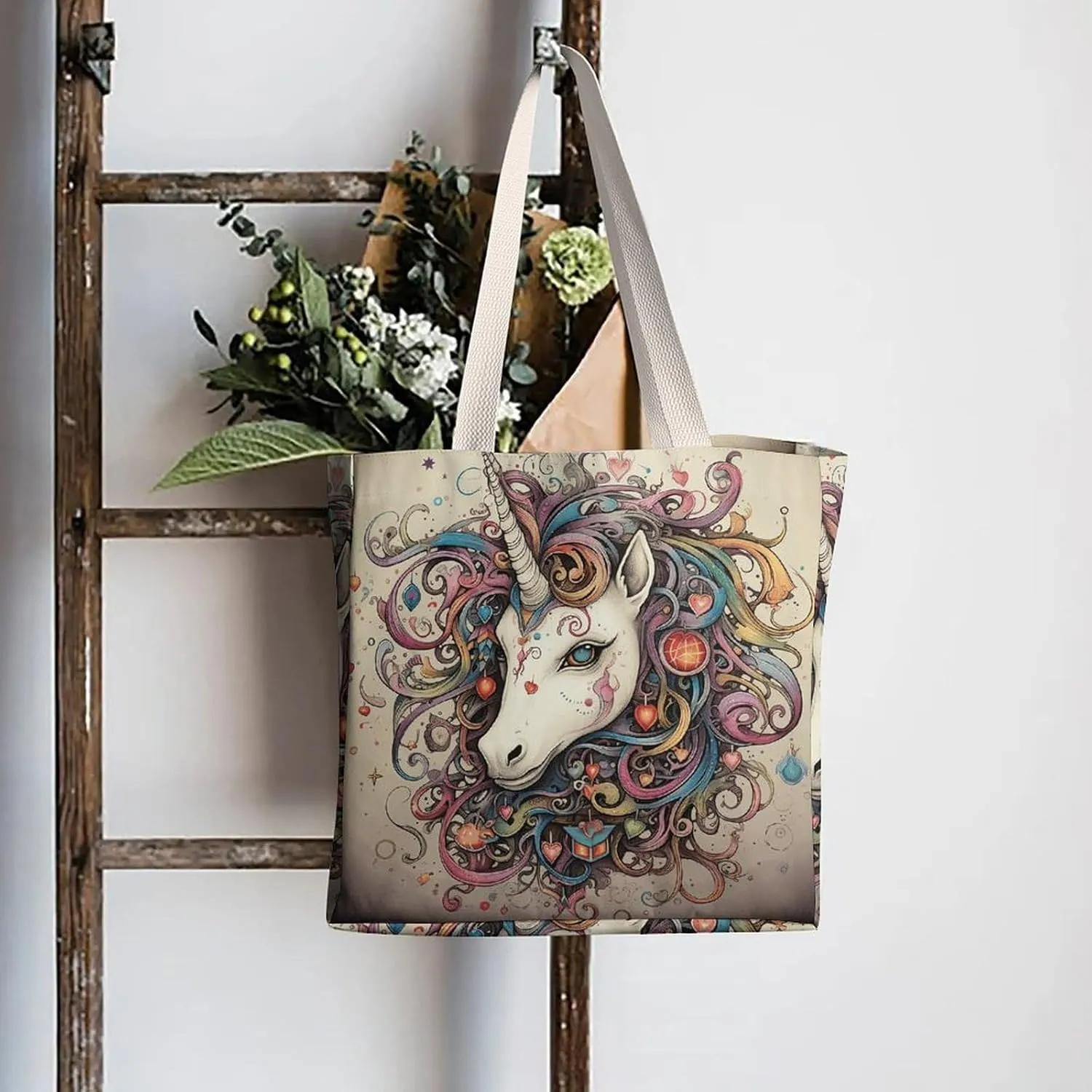 Tote Bag Laptop Handbag Standing in The Field Grocery Bag Canvas Shoulder Bag Crossbody Bag for Travel