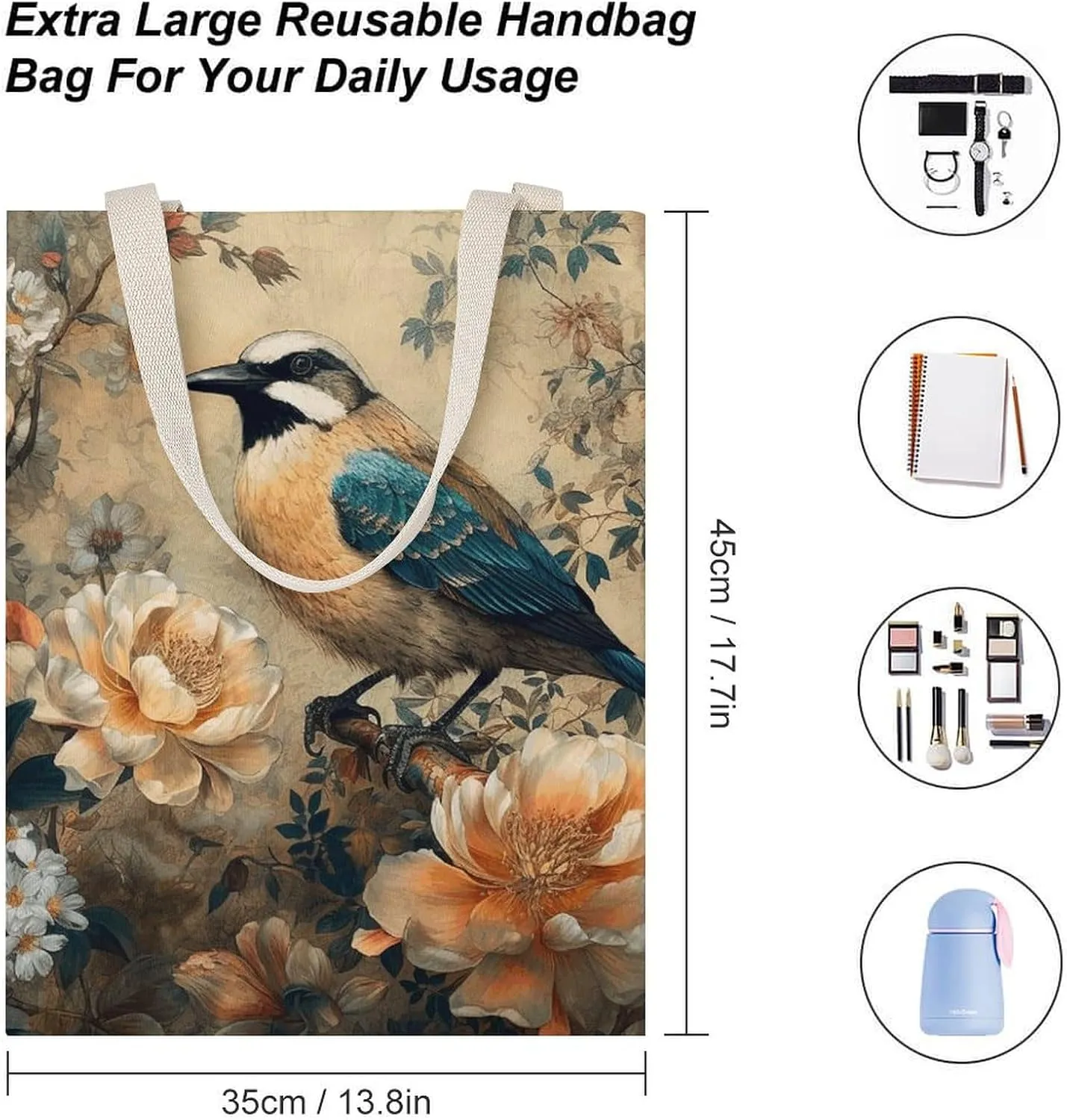 Tote Bag Laptop Handbag Wild Deer Grocery Bag Canvas Shoulder Bag Crossbody Bag for Travel