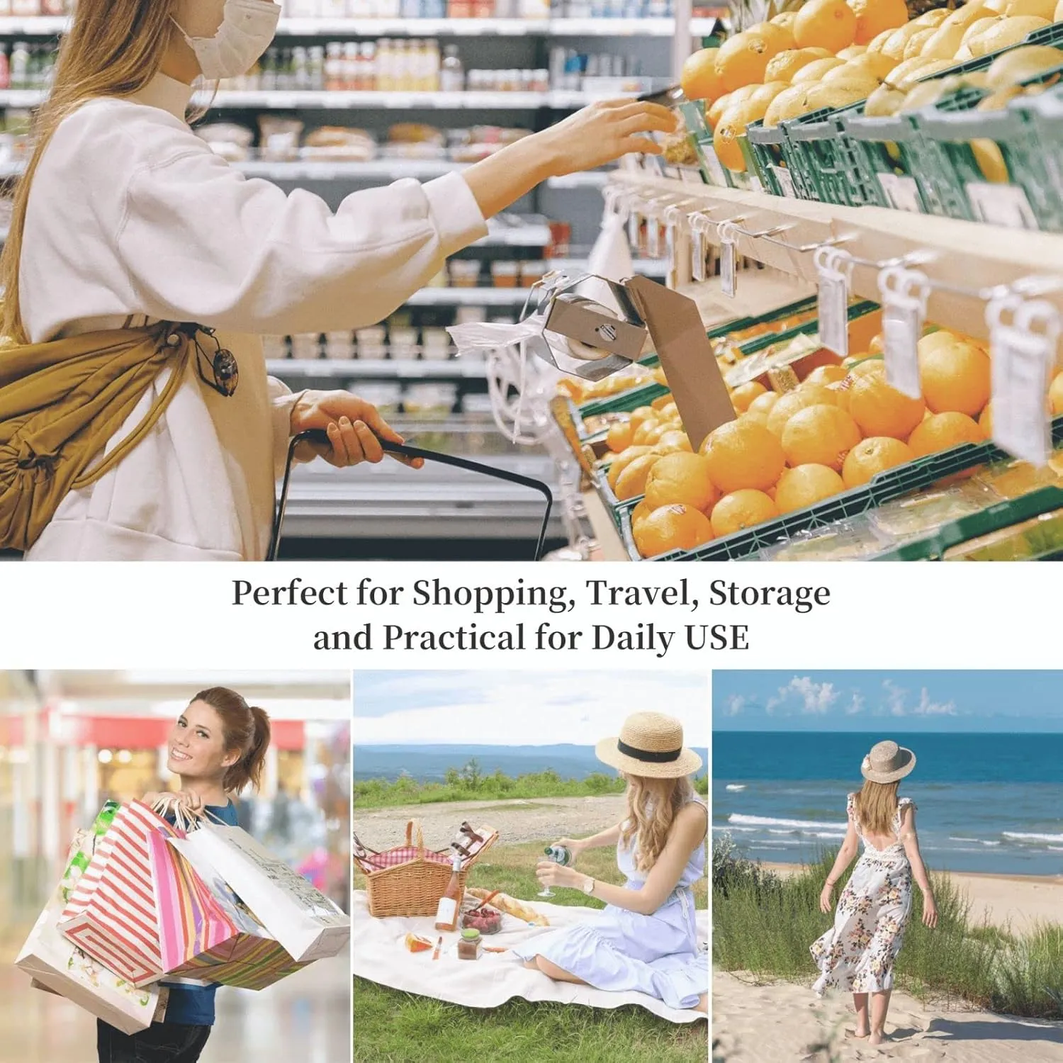 Tote Bag Large Capacity Grocery Bag With Zipper Ringtailed Lemur Shopping Bag Shoulder Bag for Women