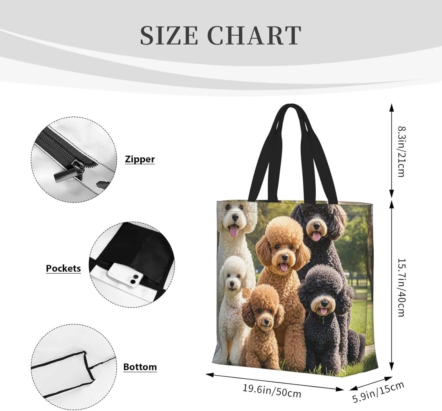 Tote Bag Large Capacity Grocery Bag With Zipper Ringtailed Lemur Shopping Bag Shoulder Bag for Women