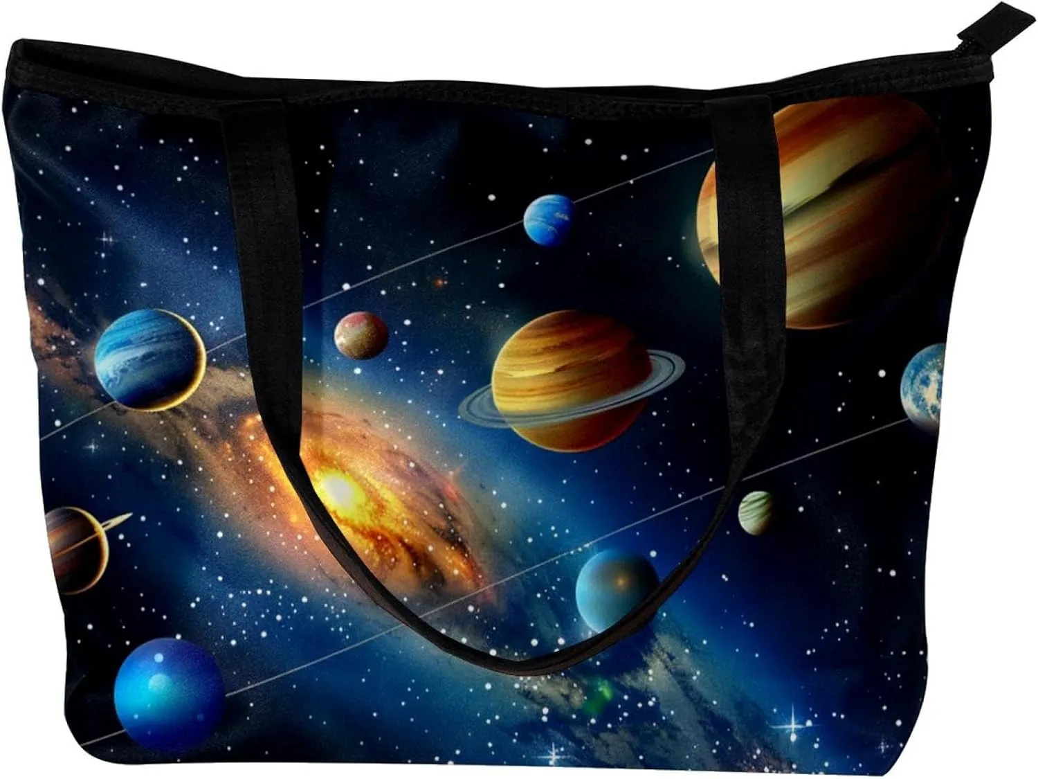 Tote Bags, Large Tote Bag, Tote Bag with Zipper, Planets Earth Space Universe, Womens Tote Bag