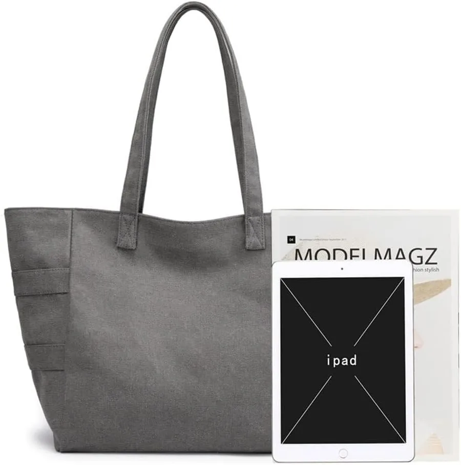 Tote Retro Reusable Satchel Commuter Purse for Women Work Canvas Shoulder Large Capacity Cloth Hobo Handbag
