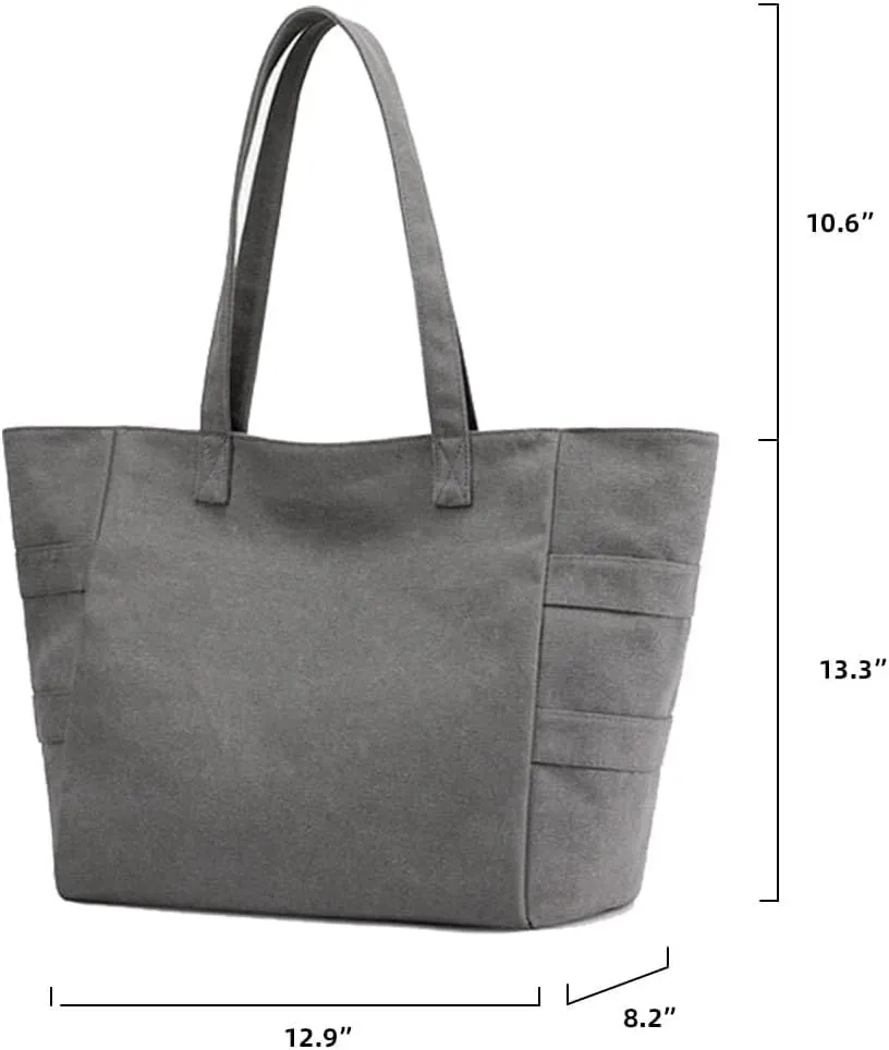 Tote Retro Reusable Satchel Commuter Purse for Women Work Canvas Shoulder Large Capacity Cloth Hobo Handbag