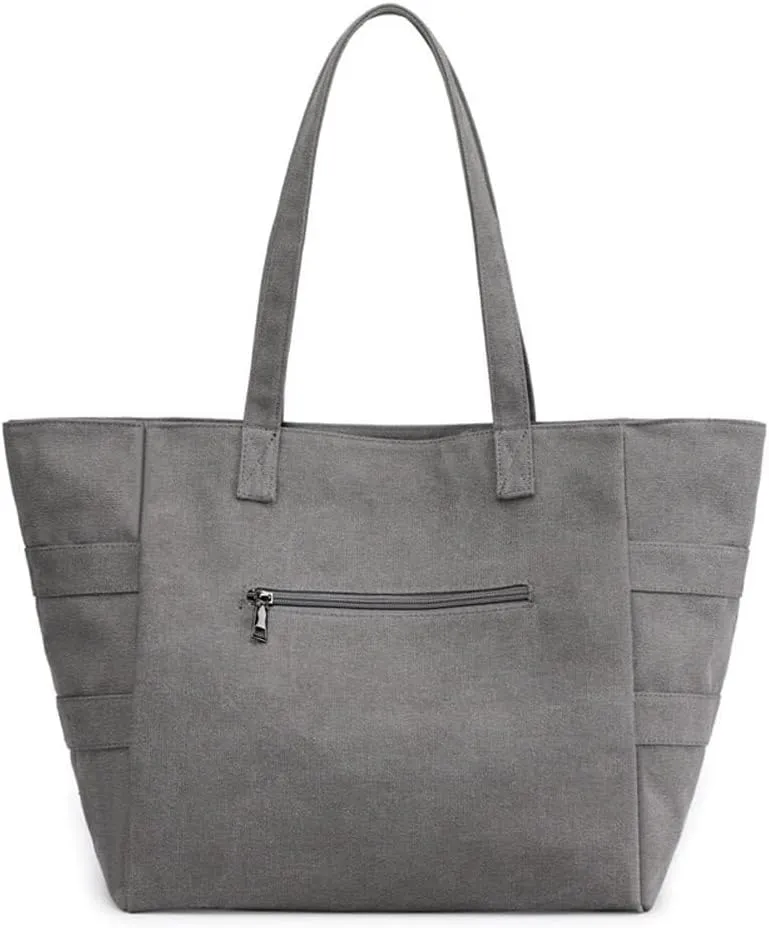 Tote Retro Reusable Satchel Commuter Purse for Women Work Canvas Shoulder Large Capacity Cloth Hobo Handbag