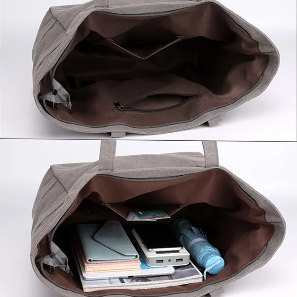 Tote Retro Reusable Satchel Commuter Purse for Women Work Canvas Shoulder Large Capacity Cloth Hobo Handbag