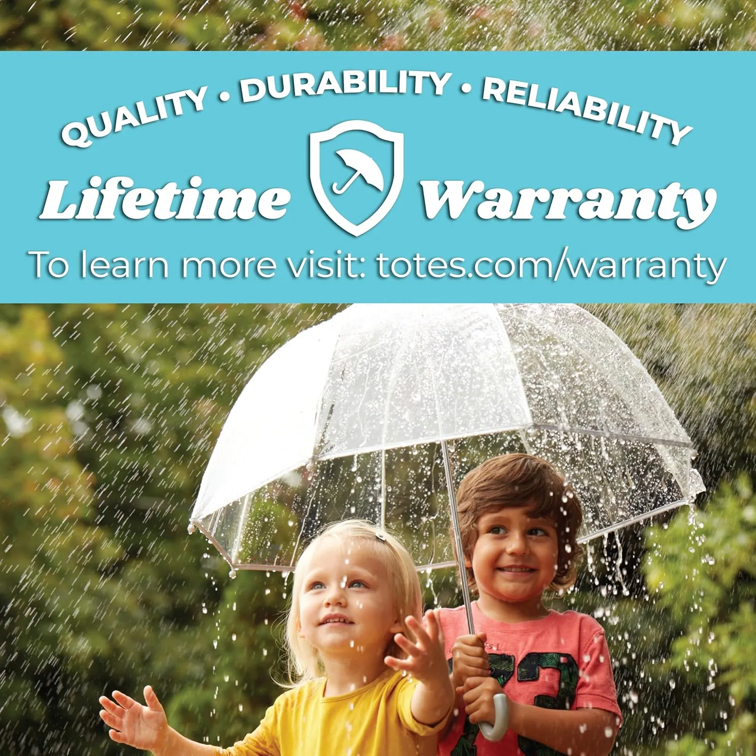 totes Kids Clear Bubble Umbrella with Dome Canopy, Lightweight Design, Wind and Rain Protection Umbrella, Doggie Hearts, Kids - 38" Canopy
