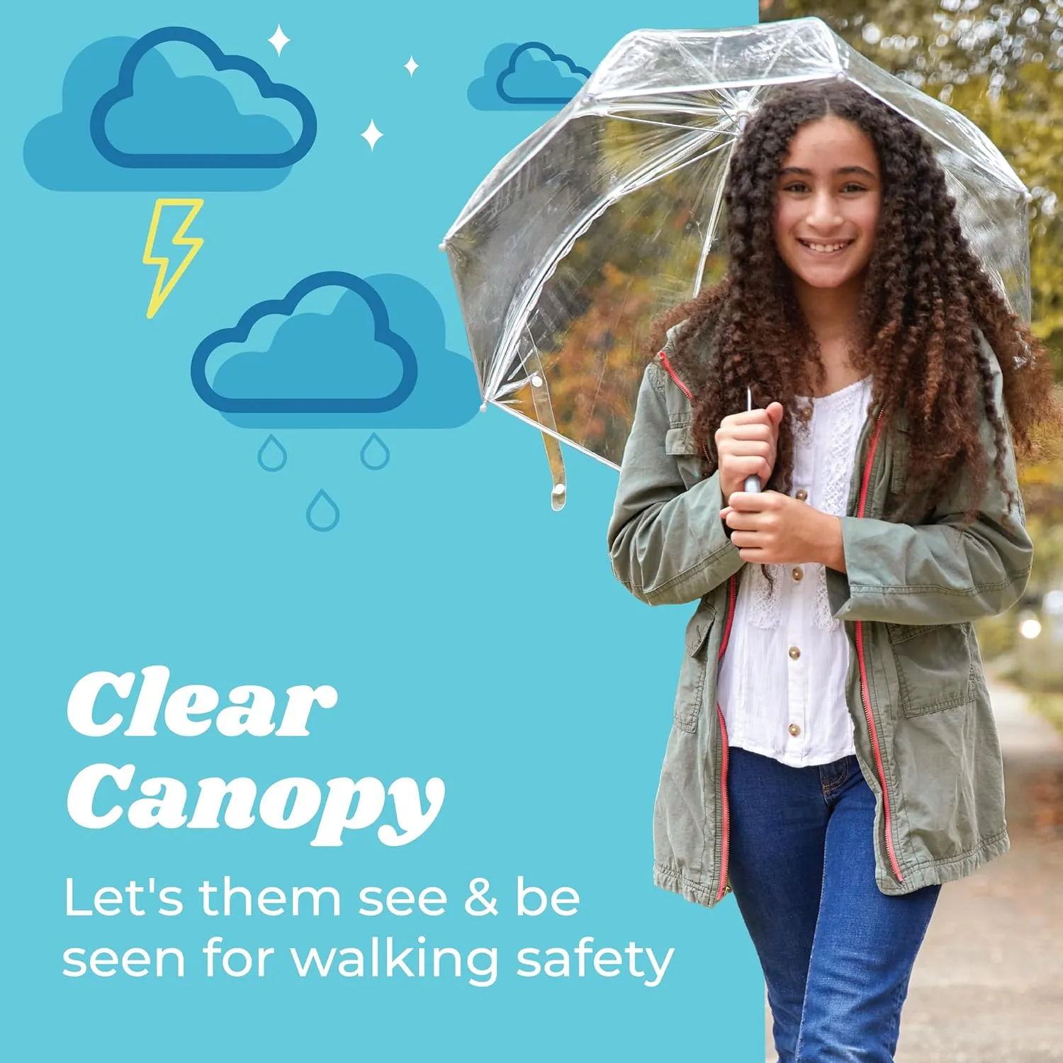 totes Kids Clear Bubble Umbrella with Dome Canopy, Lightweight Design, Wind and Rain Protection Umbrella, Doggie Hearts, Kids - 38" Canopy