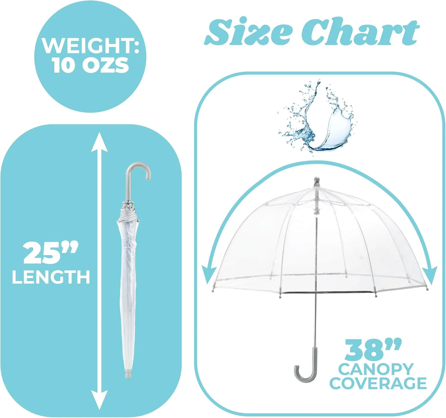 totes Kids Clear Bubble Umbrella with Dome Canopy, Lightweight Design, Wind and Rain Protection Umbrella, Doggie Hearts, Kids - 38" Canopy